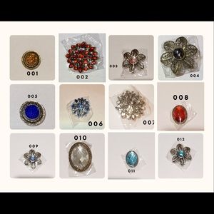 Set Of 14 Vintage Rhinestone Charms/ Brooch/ Pendant For jewelry Making.